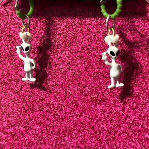 Handmade Sterling Silver Earrings With Alien | drop earrings, Miyuki beads